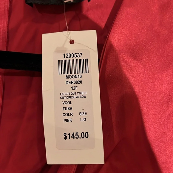 Honey Metallic Fushia pink Mini party long sleeve dress Sz 12 - Picture 7 of 16